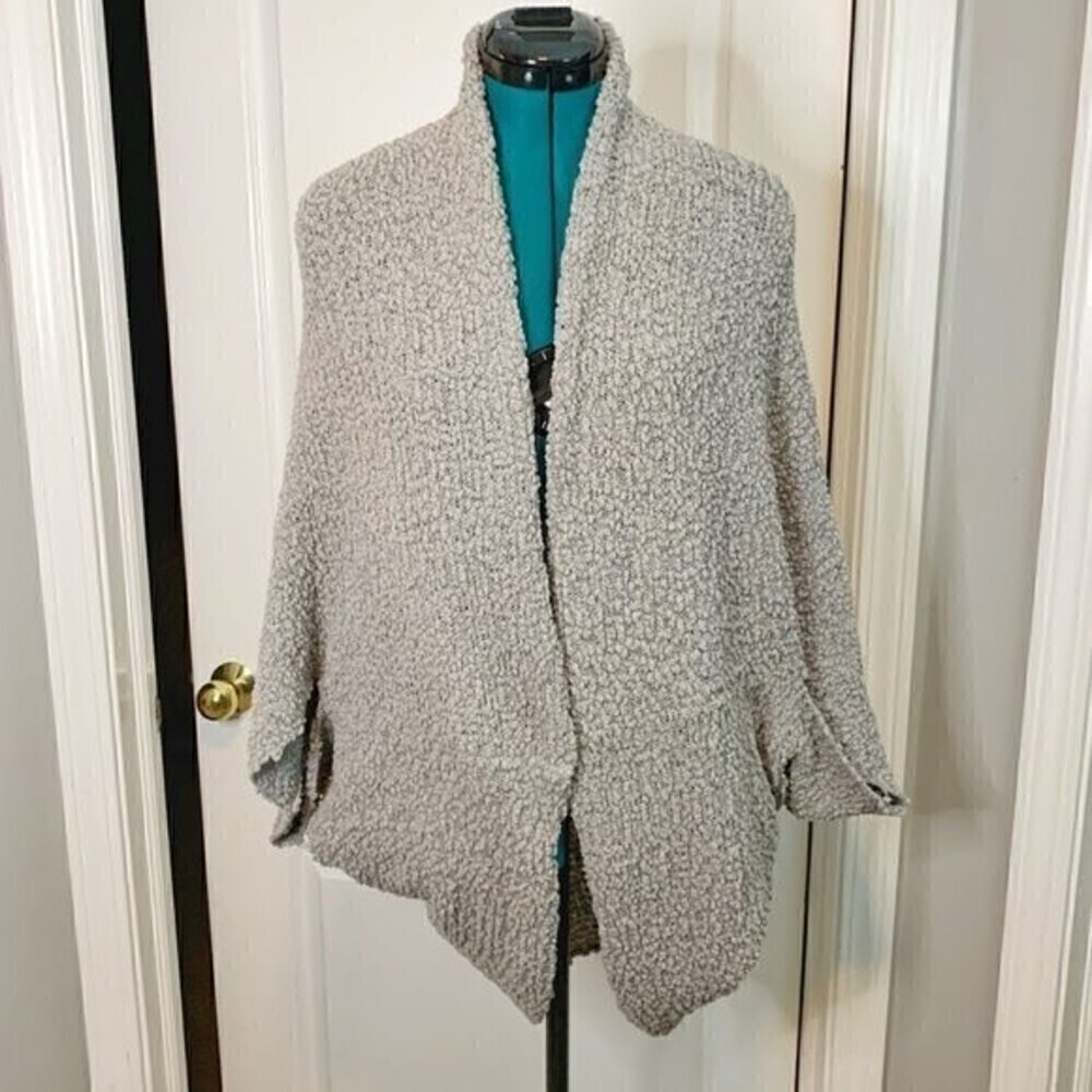 Saks Fifth Avenue Textured Boucle Cocoon Open Front Shrug Knit Soft Sweater
